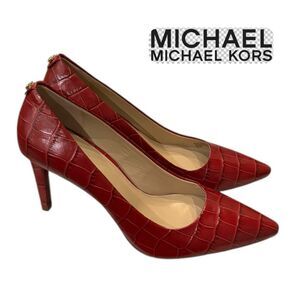 Michael Michael Kors Red Croc Embossed Leather Women's Heels 8